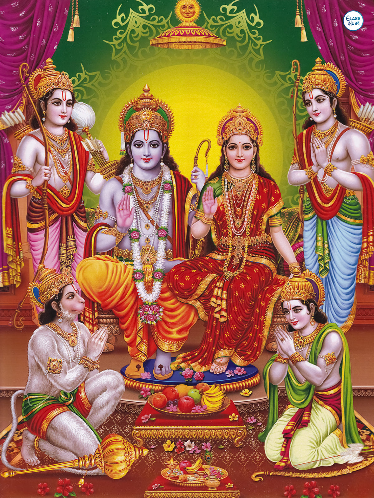 Ram Darbar Glass Frame HD Print | Premium UV Printed Lord Ram Family