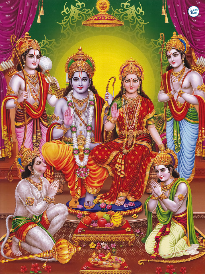 Ram Darbar Glass Frame HD Print, Premium UV Printed Lord Ram Family