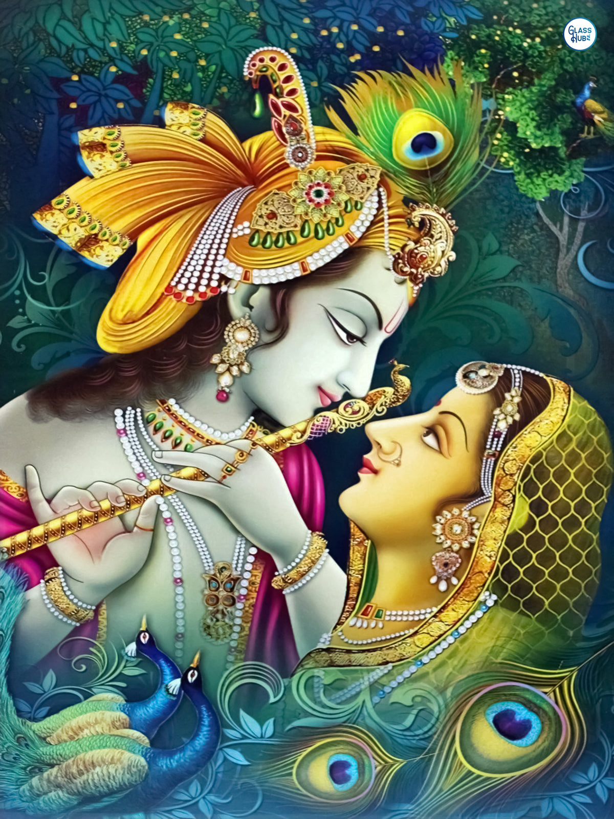 Radha Krishna Glass Frame HD Print | Premium UV Printed Glass