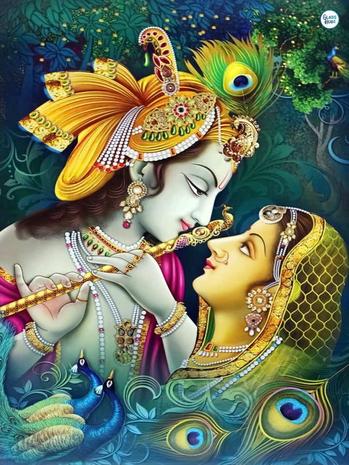 Radha Krishna Glass Frame HD Print, Premium UV Printed Glass