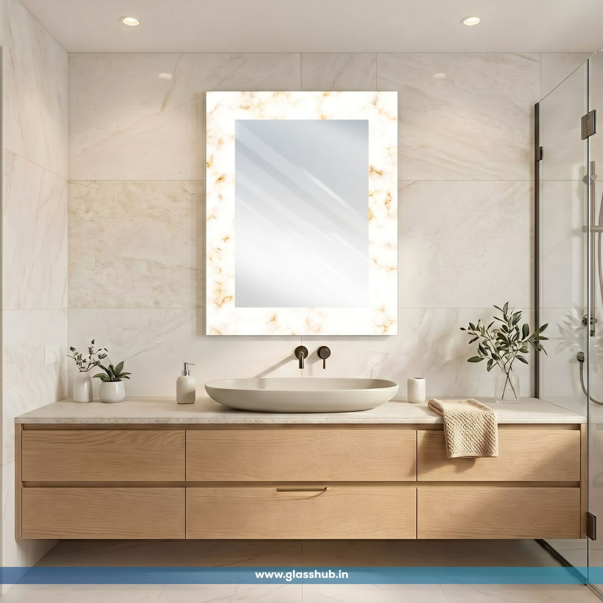 Decorative Floral Bathroom Vanity Wall Mirror – Modern Luxury Design