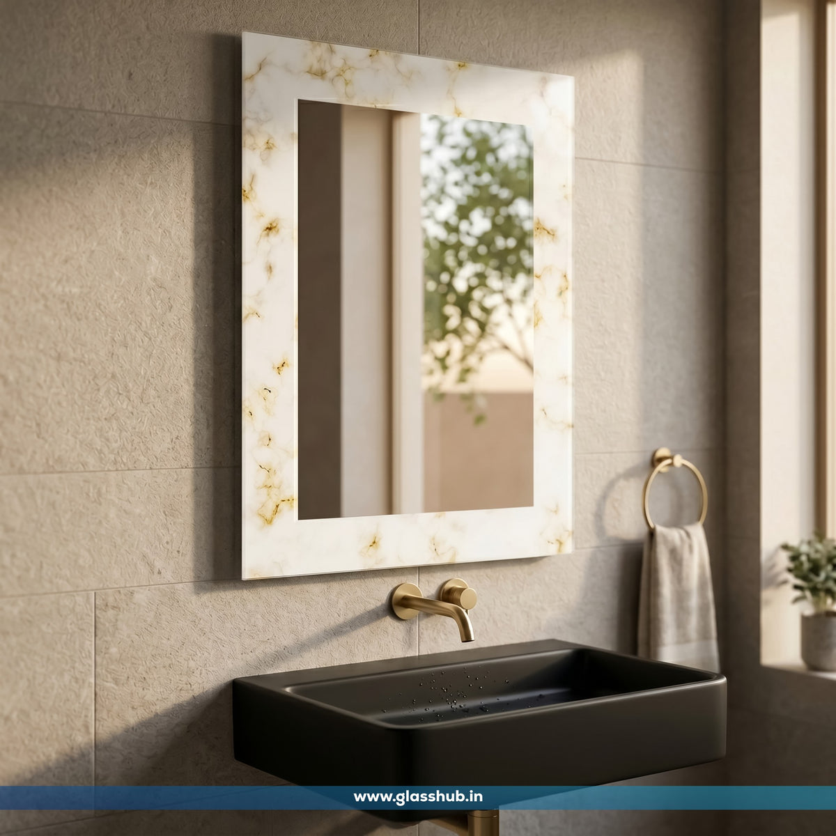 Decorative Floral Bathroom Vanity Wall Mirror – Modern Luxury Design