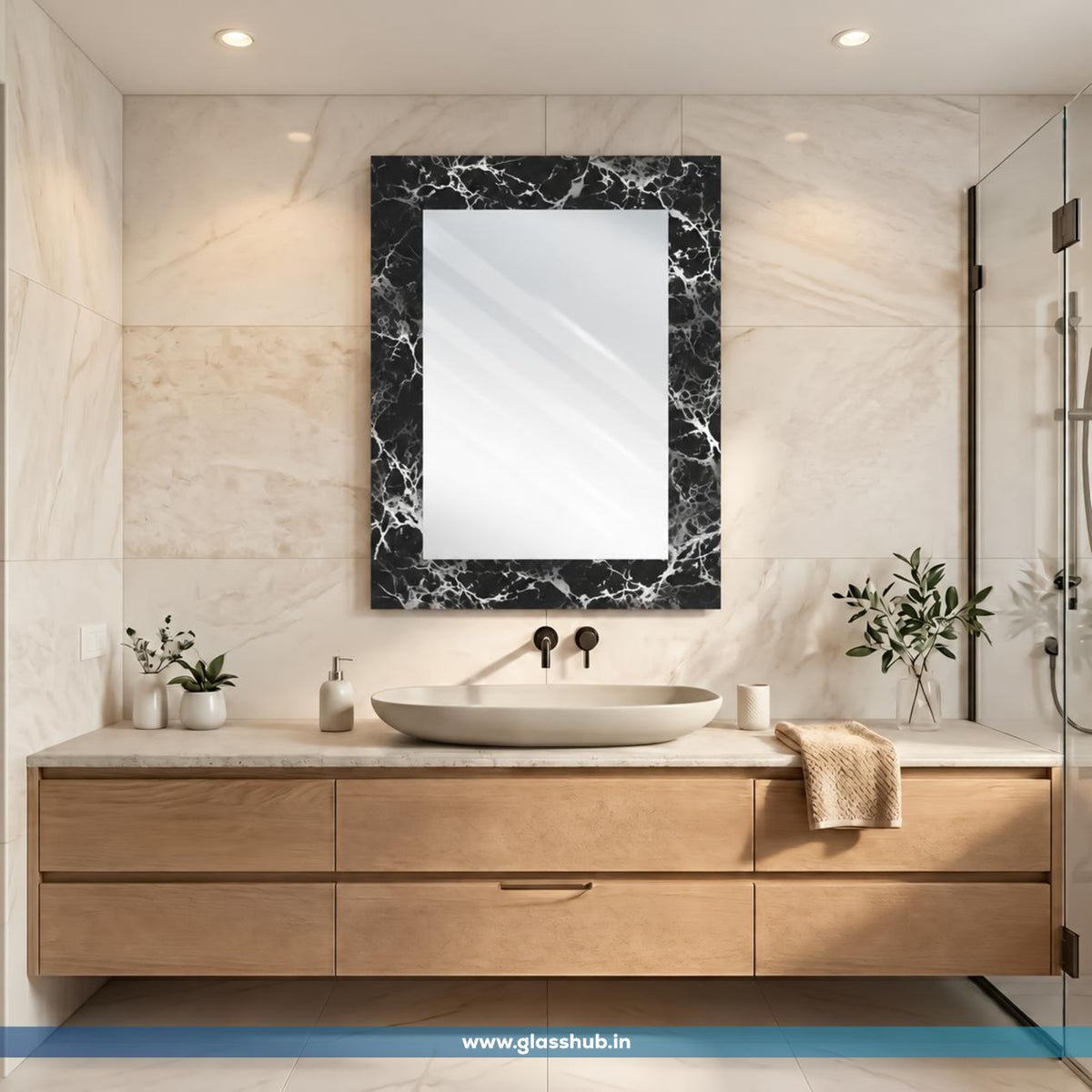 Black Marble Bathroom Vanity Mirror | Luxury Wall Mirror