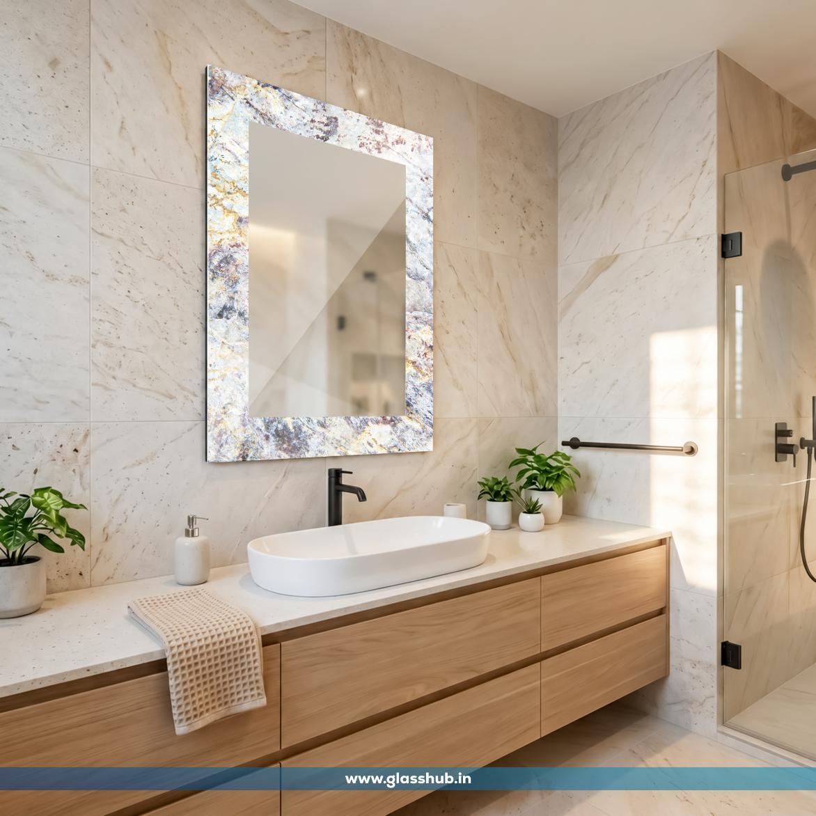 Multicolour Marble Bathroom Vanity Mirror | Luxury Wall Mirror