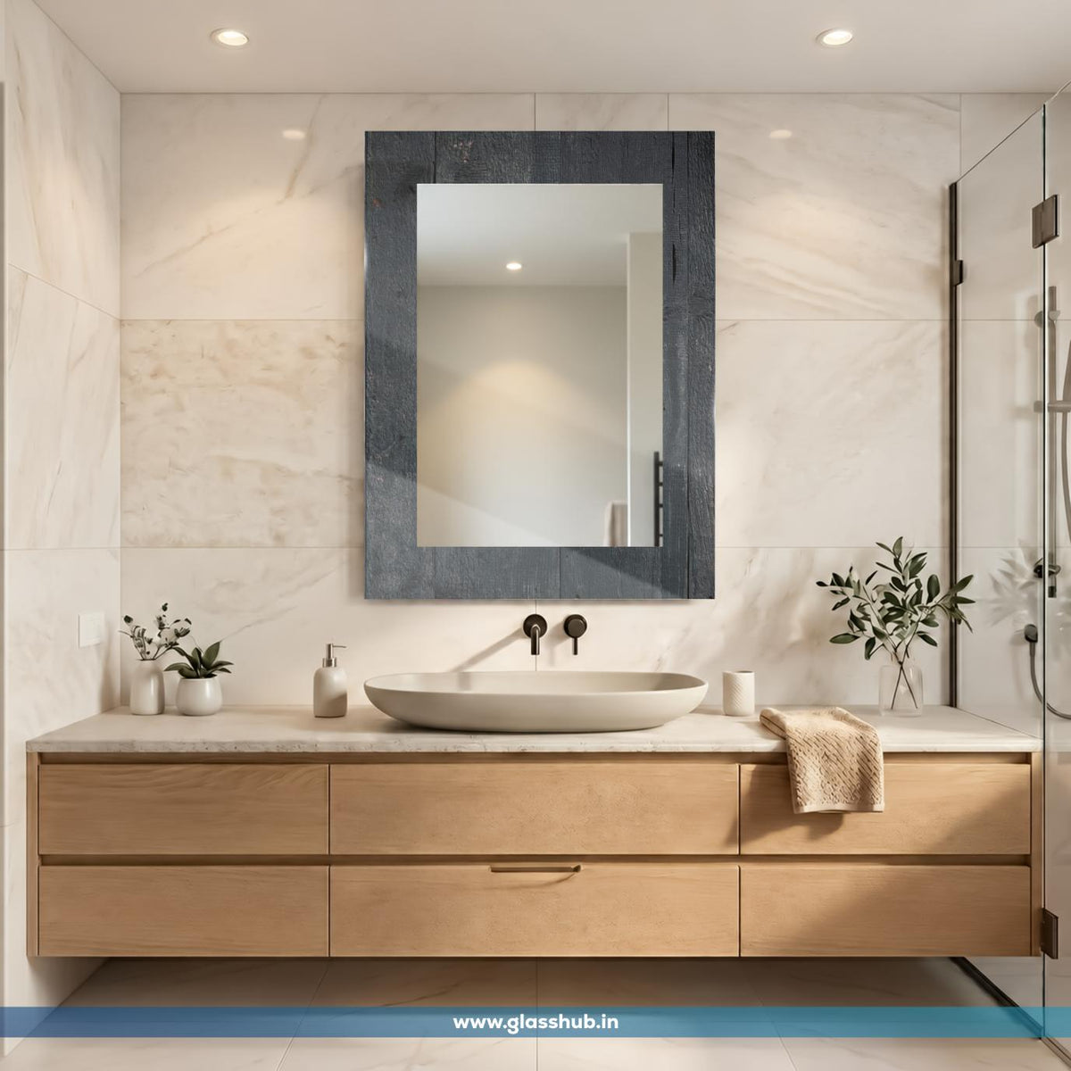 Black Frame Bathroom Vanity Mirror | Modern Wall Mirror