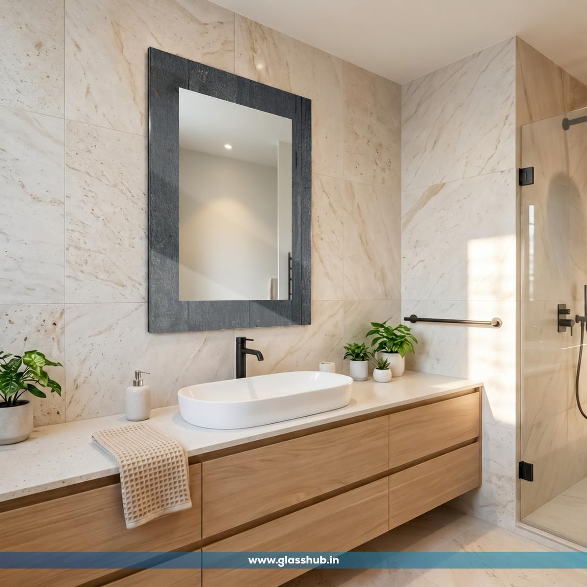 Black Frame Bathroom Vanity Mirror | Modern Wall Mirror
