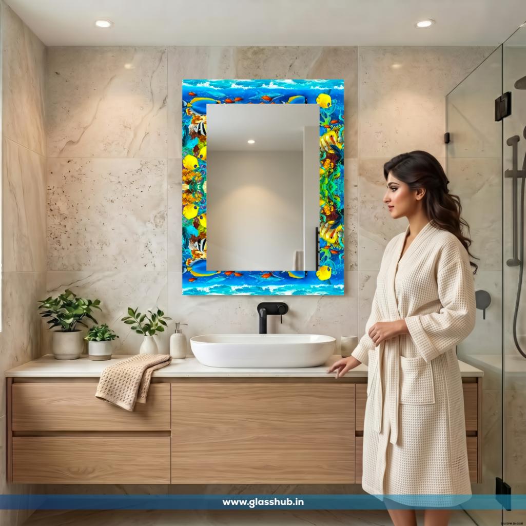 Colorful Tropical Fish Design Bathroom Vanity Mirror