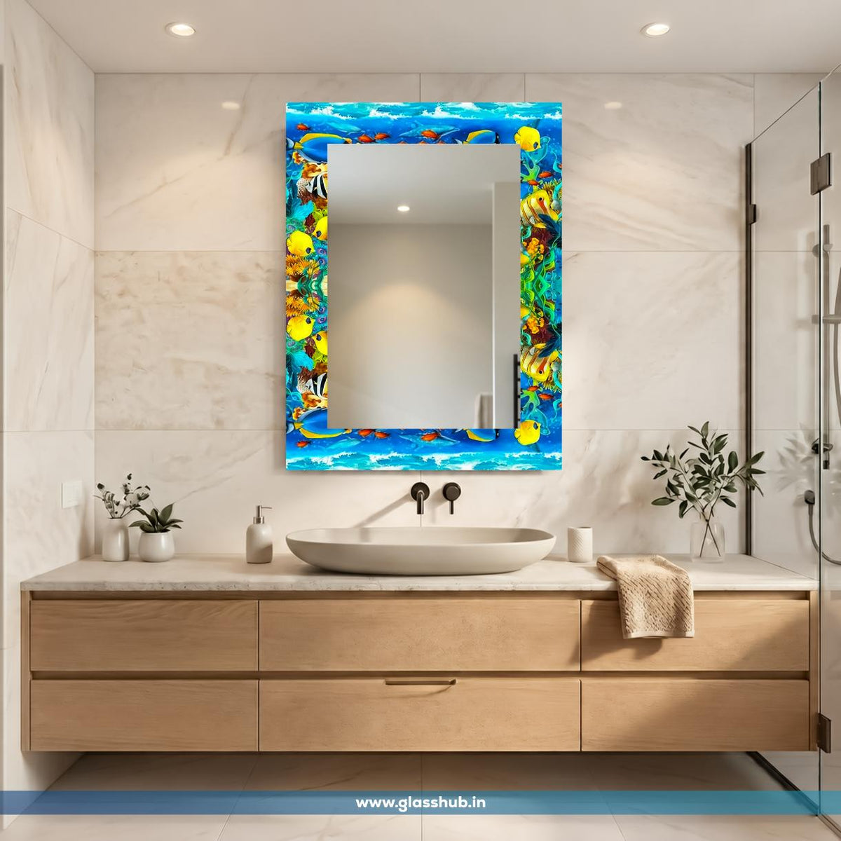 Colorful Tropical Fish Design Bathroom Vanity Mirror