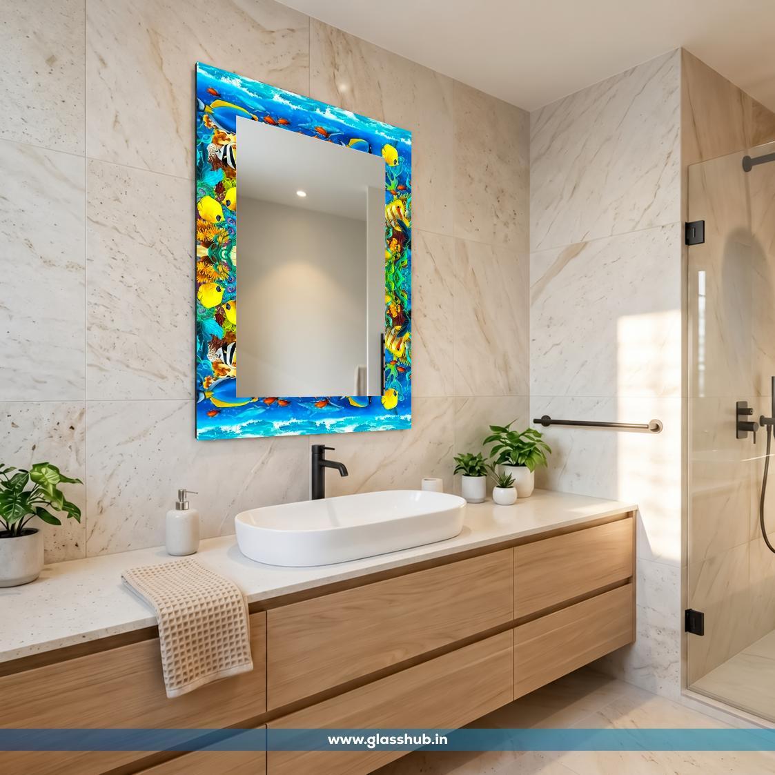 Colorful Tropical Fish Design Bathroom Vanity Mirror