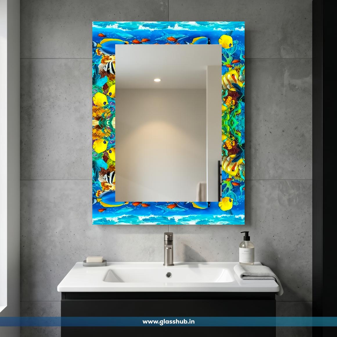 Colorful Tropical Fish Design Bathroom Vanity Mirror