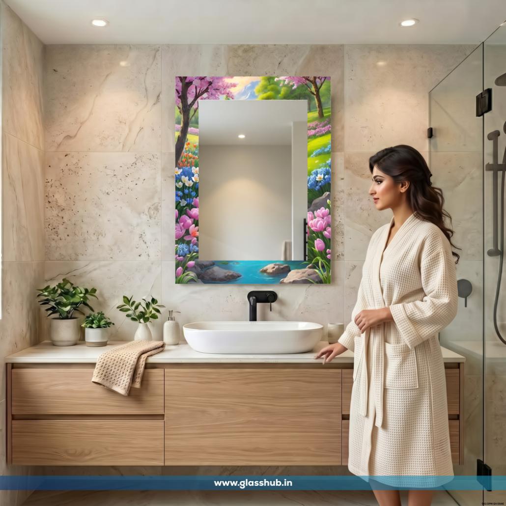Modern Floral Garden Landscape Decorative Bathroom Vanity Wall Mirror