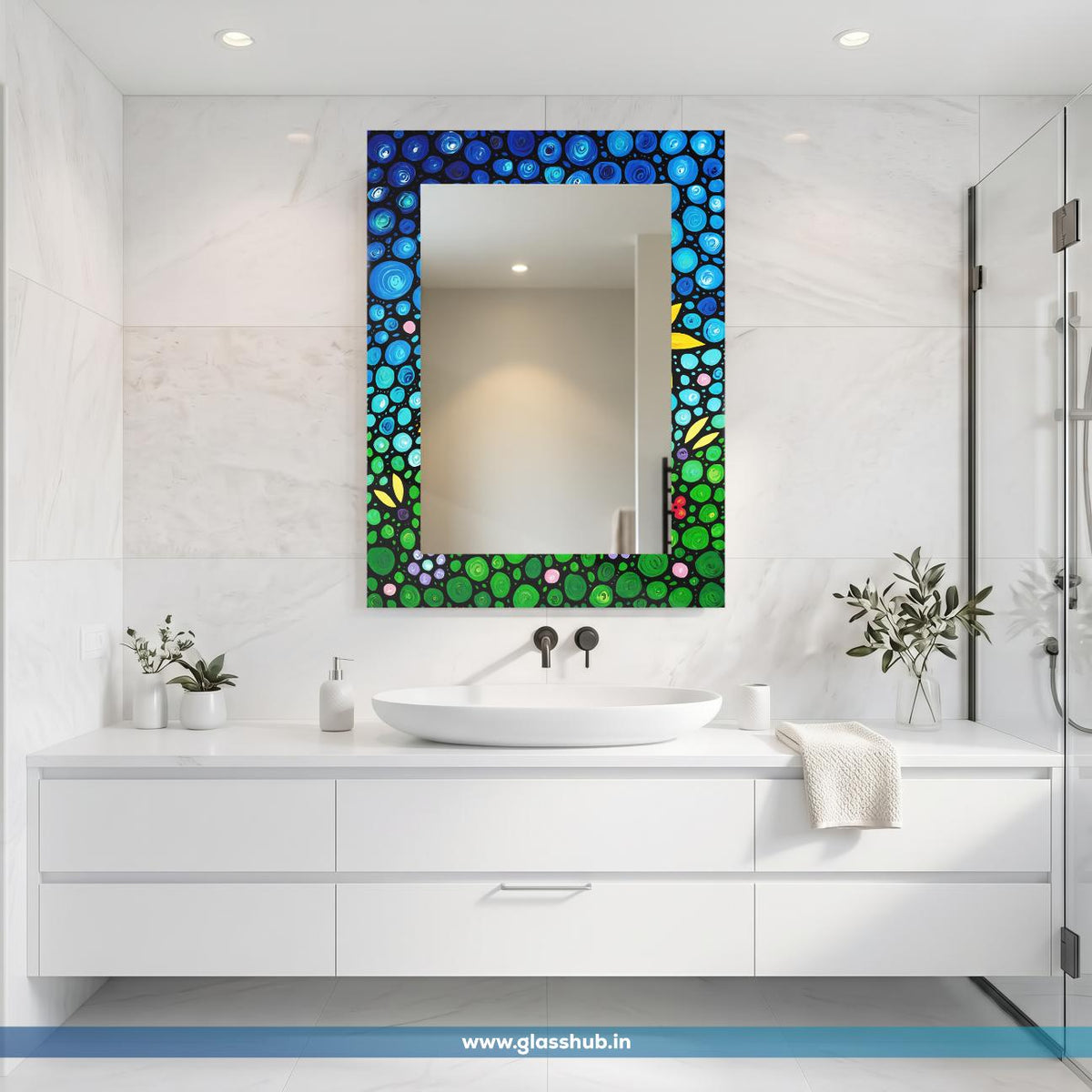 Colorful Abstract Artistic Frame Bathroom Vanity Mirror