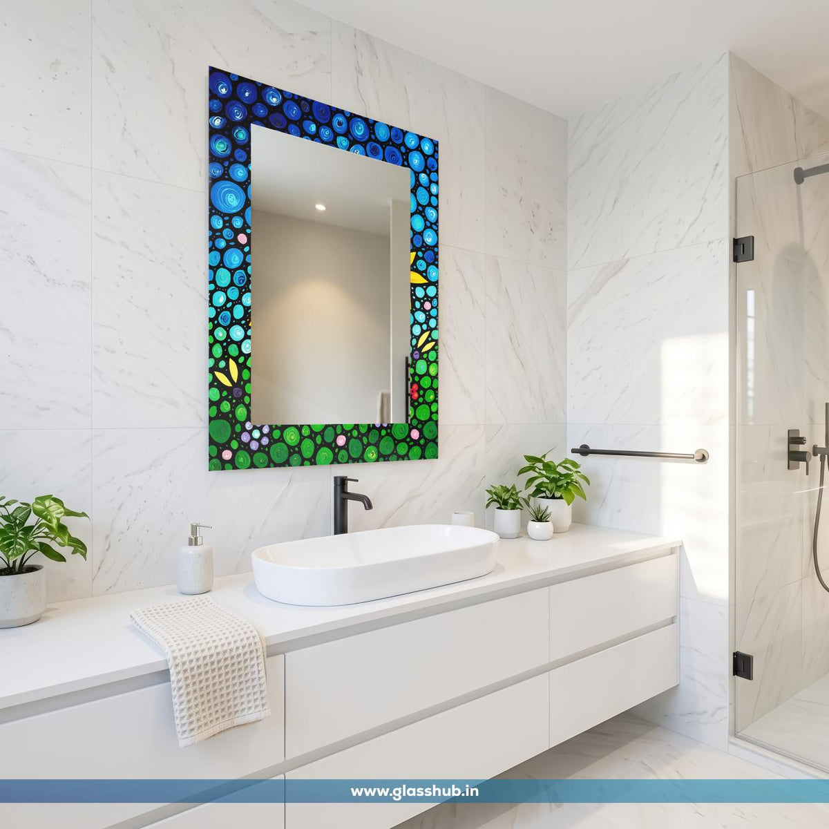 Colorful Abstract Artistic Frame Bathroom Vanity Mirror