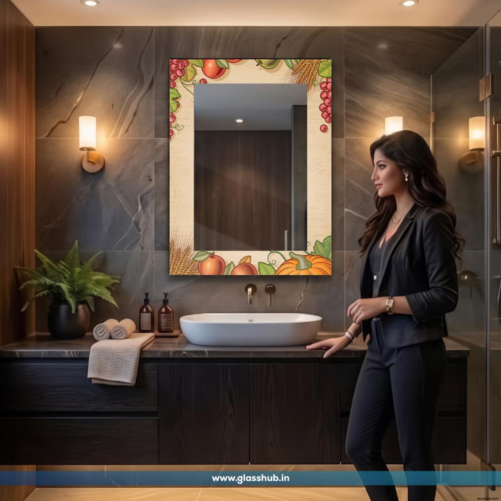 Decorative Fruit & Botanical Printed Bathroom Vanity Mirror