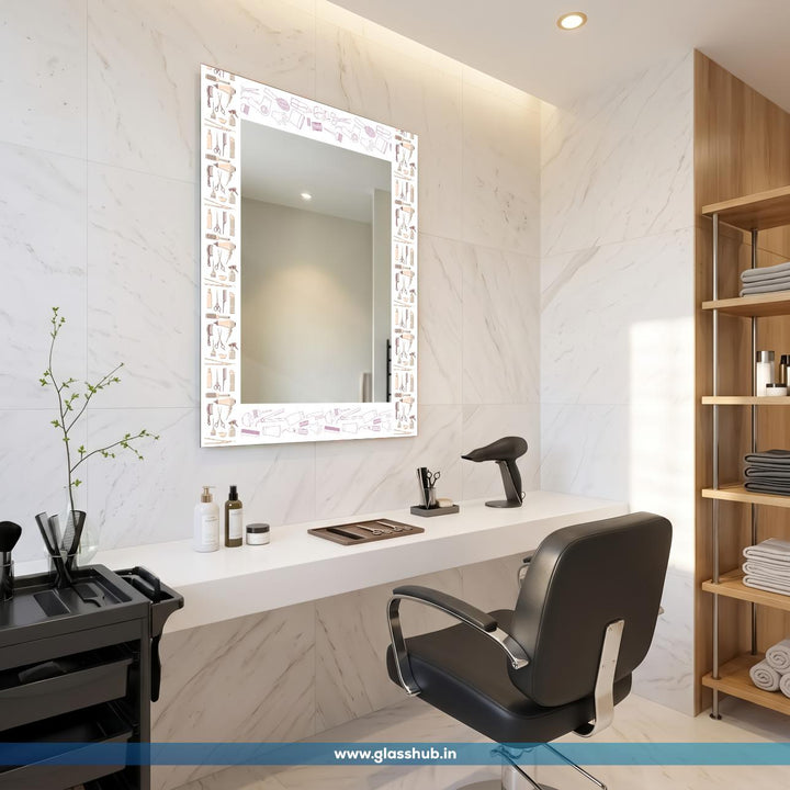 Modern White Hair Styling Tools Printed Decorative Vanity Mirror