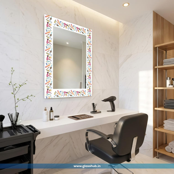 Modern White Hair Styling Accessories Printed Decorative Vanity Mirror