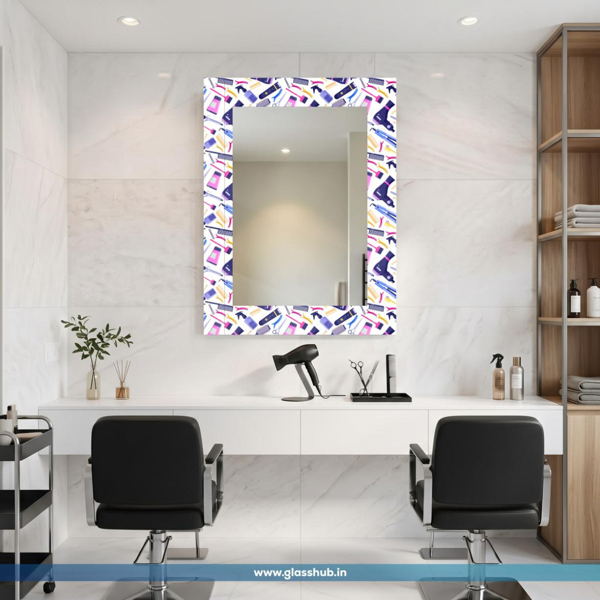 Modern Hair Styling Accessories Printed Vanity Mirror