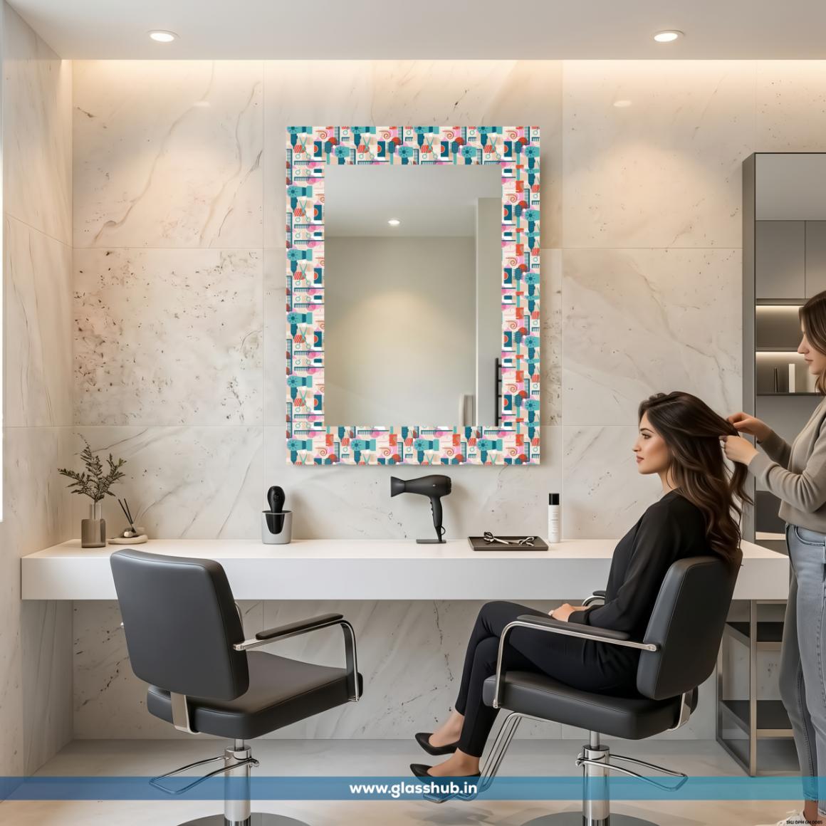 Modern Multicolour Hair Styling Accessories Printed Vanity Mirror
