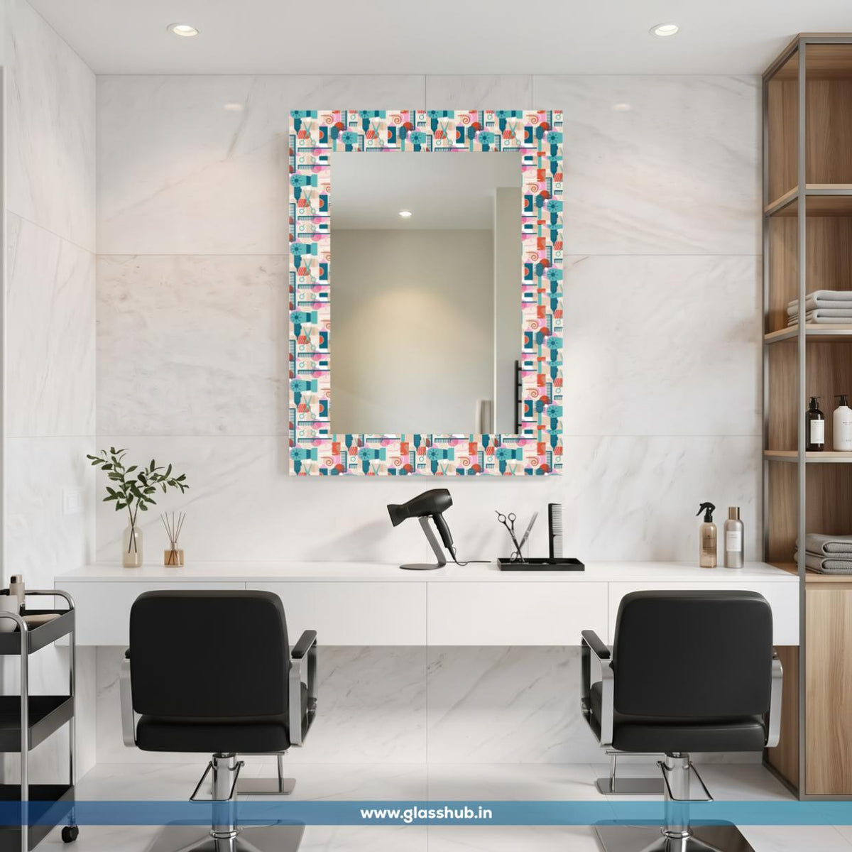 Modern Multicolour Hair Styling Accessories Printed Vanity Mirror
