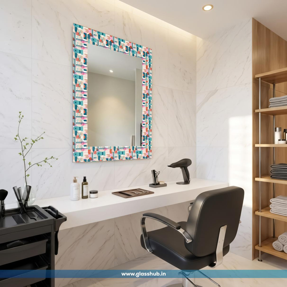 Modern Multicolour Hair Styling Accessories Printed Vanity Mirror