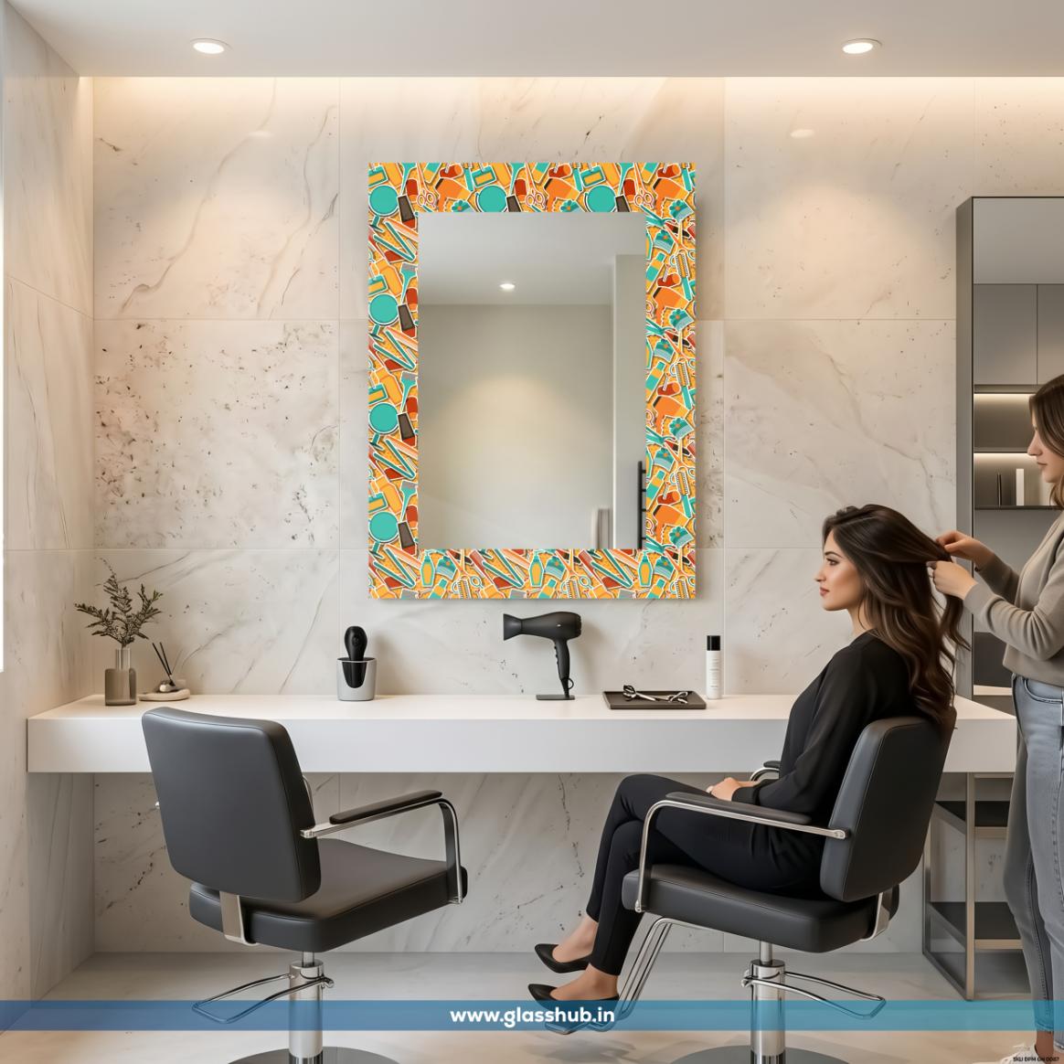 Colourful Hair Styling Accessories Printed Vanity Mirror