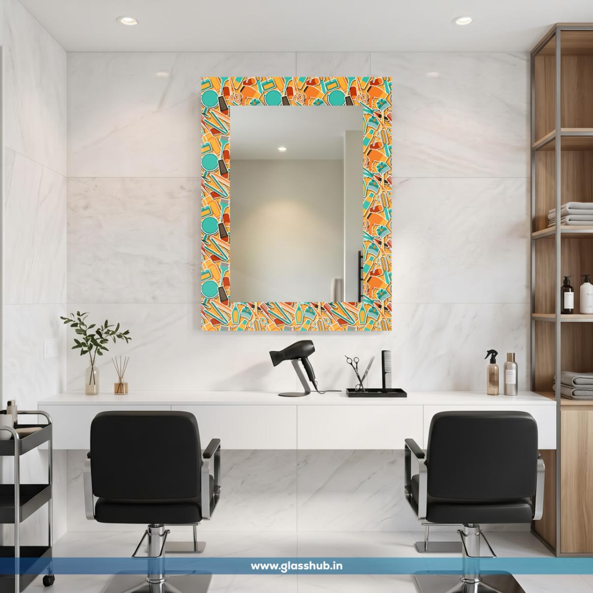 Colourful Hair Styling Accessories Printed Vanity Mirror