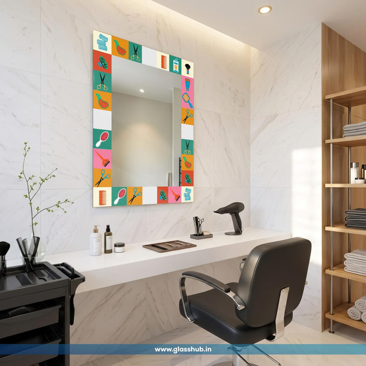 Multicolour Hair Styling Accessories Printed Vanity Mirror