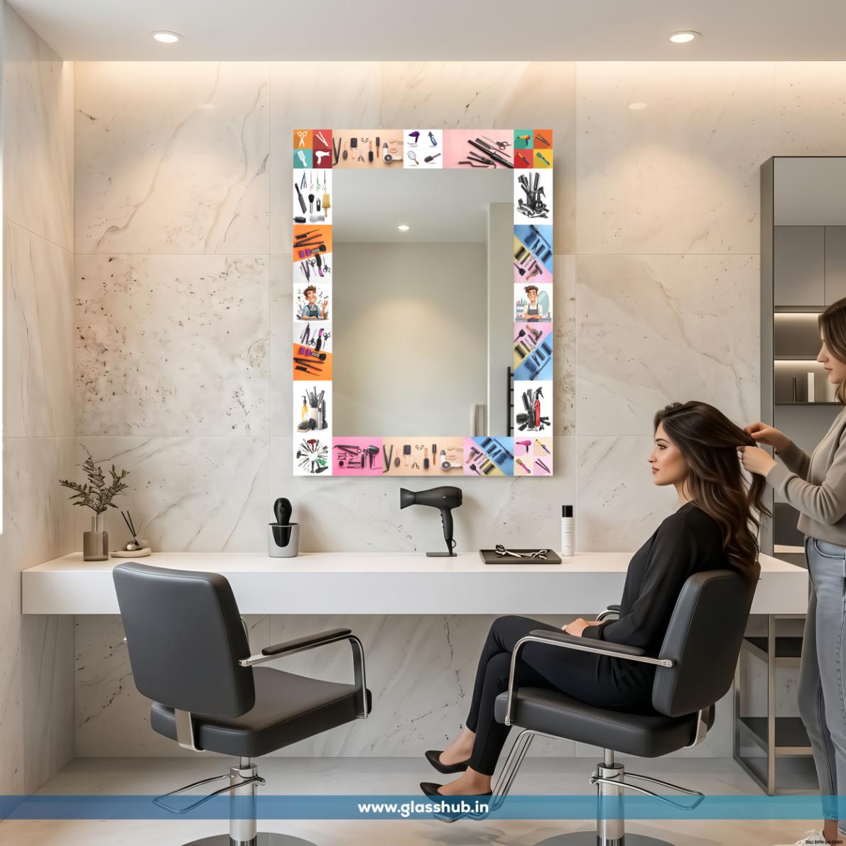 Professional Hair Styling Tools Printed Vanity Mirror – Modern Decorative Wall Mirro