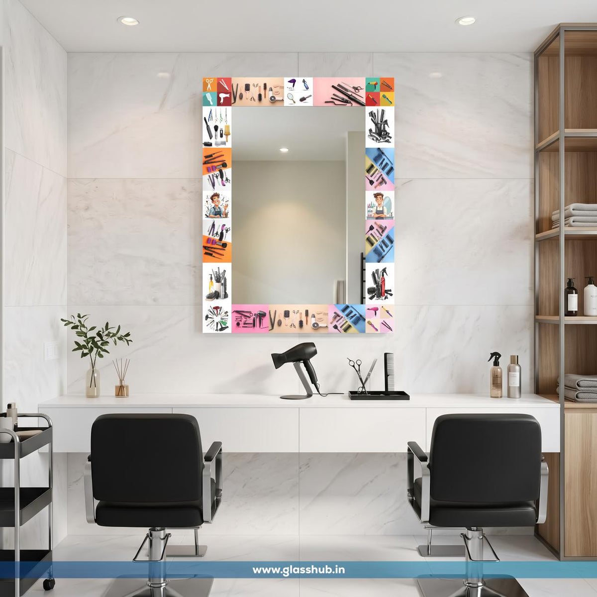 Professional Hair Styling Tools Printed Vanity Mirror – Modern Decorative Wall Mirro