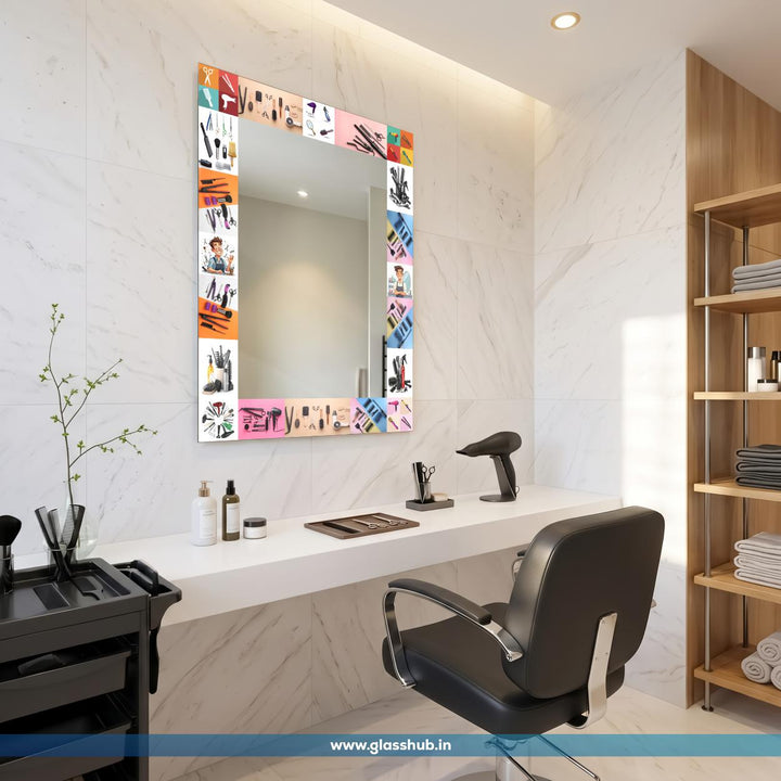 Professional Hair Styling Tools Printed Vanity Mirror, Modern Decorative Wall Mirro