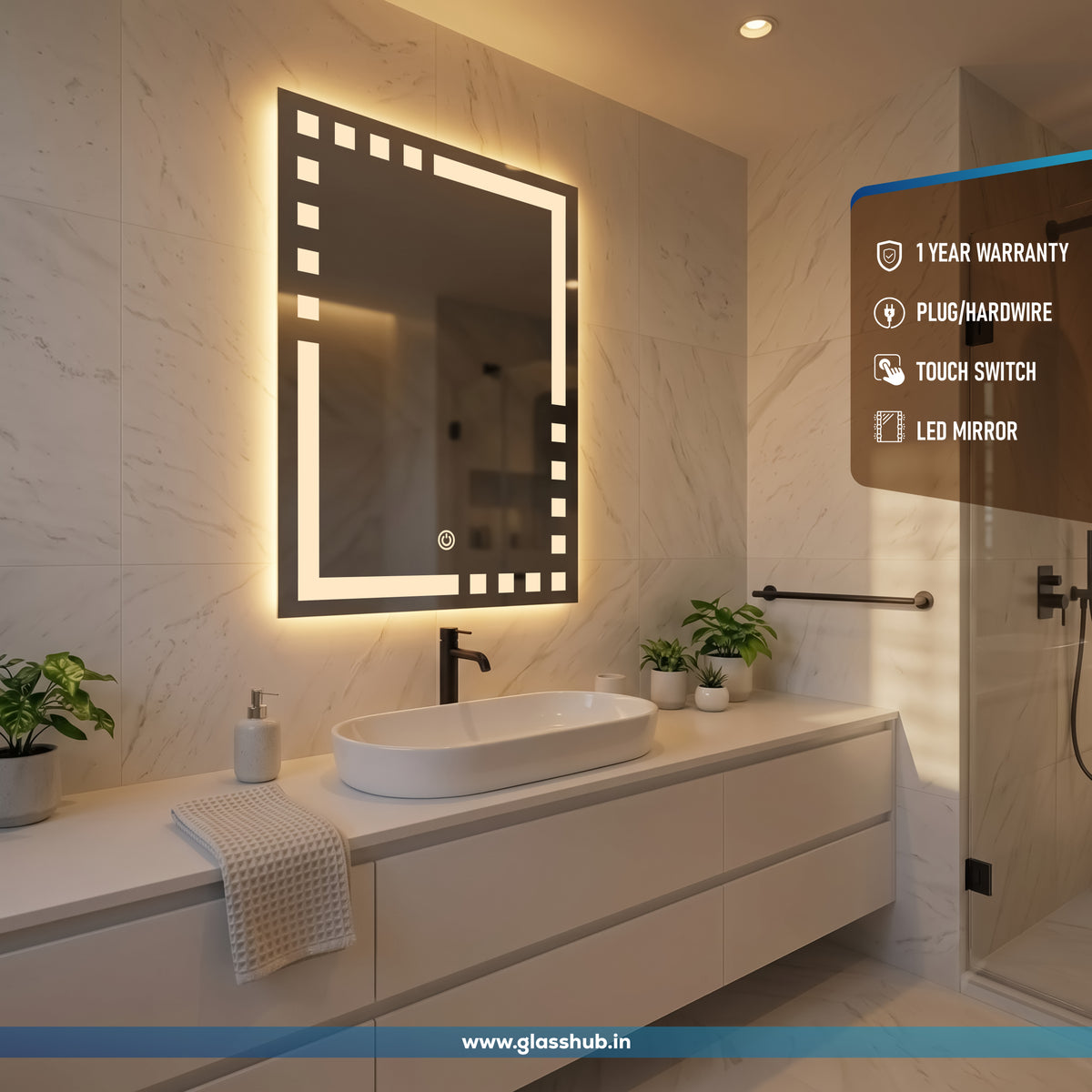 Modern Decorative LED Bathroom Vanity Mirror with Geometric Light Design