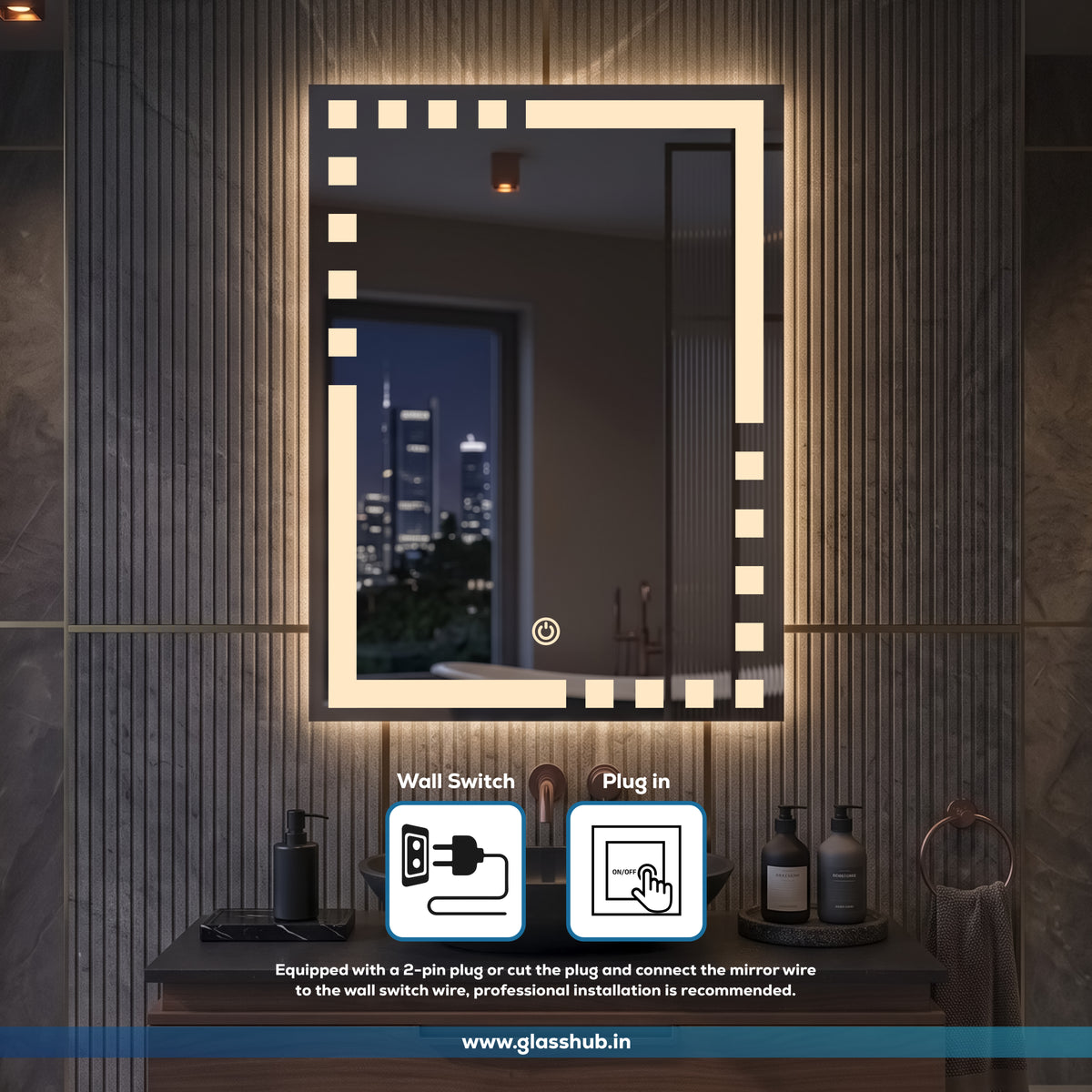 Modern Decorative LED Bathroom Vanity Mirror with Geometric Light Design