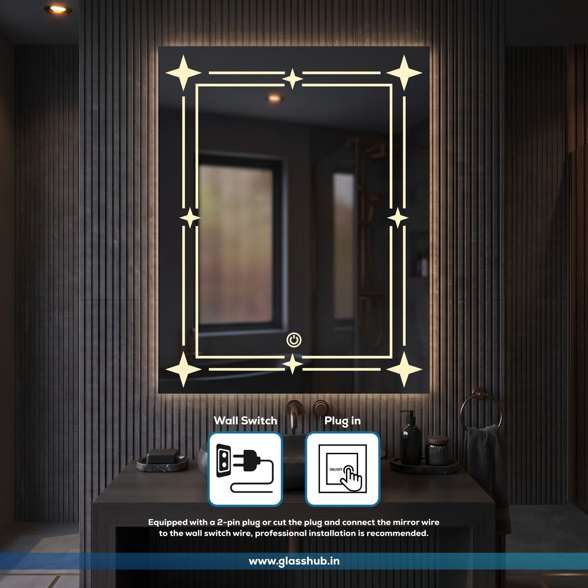 Modern LED Bathroom Mirror with Touch Sensor & 3 Colour Light