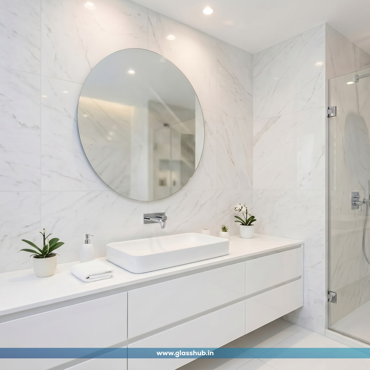 Round Bathroom Mirror 24 Inch | Frameless | Glasshub