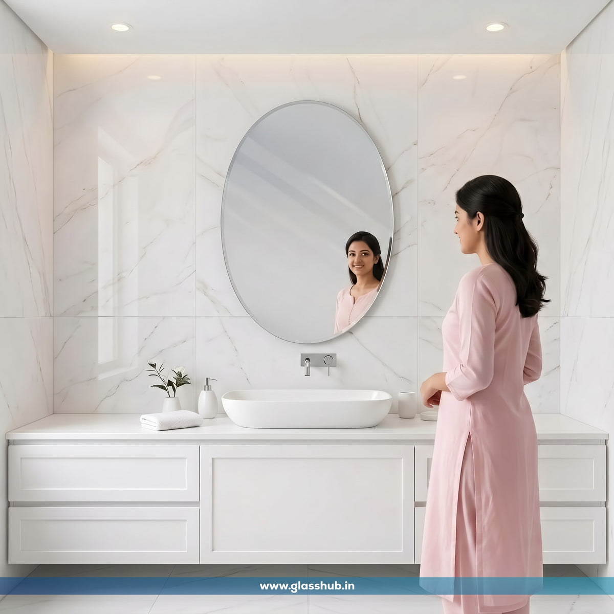 Frameless Oval Bathroom Mirror – Graceful, Classic & Modern