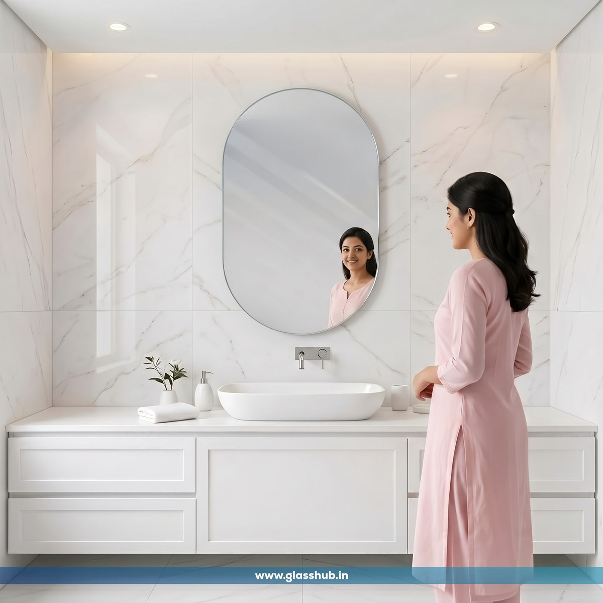 Frameless Capsule Bathroom Mirror – Trendy, Sleek &amp; Modern