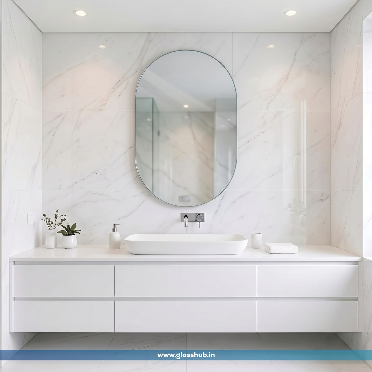 Frameless Capsule Bathroom Mirror – Trendy, Sleek &amp; Modern