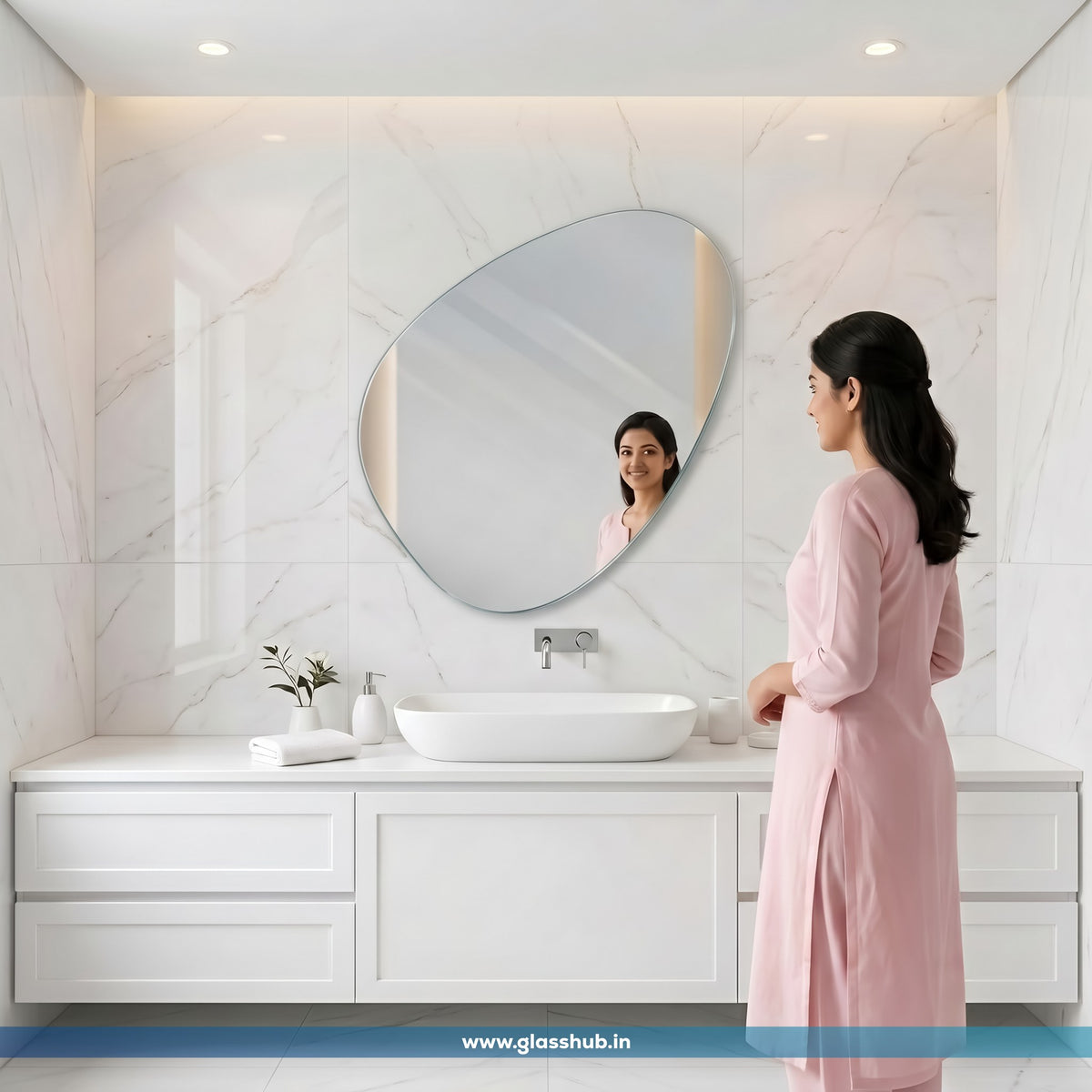 Frameless Pebble Shape Mirror – Natural, Artistic & Modern