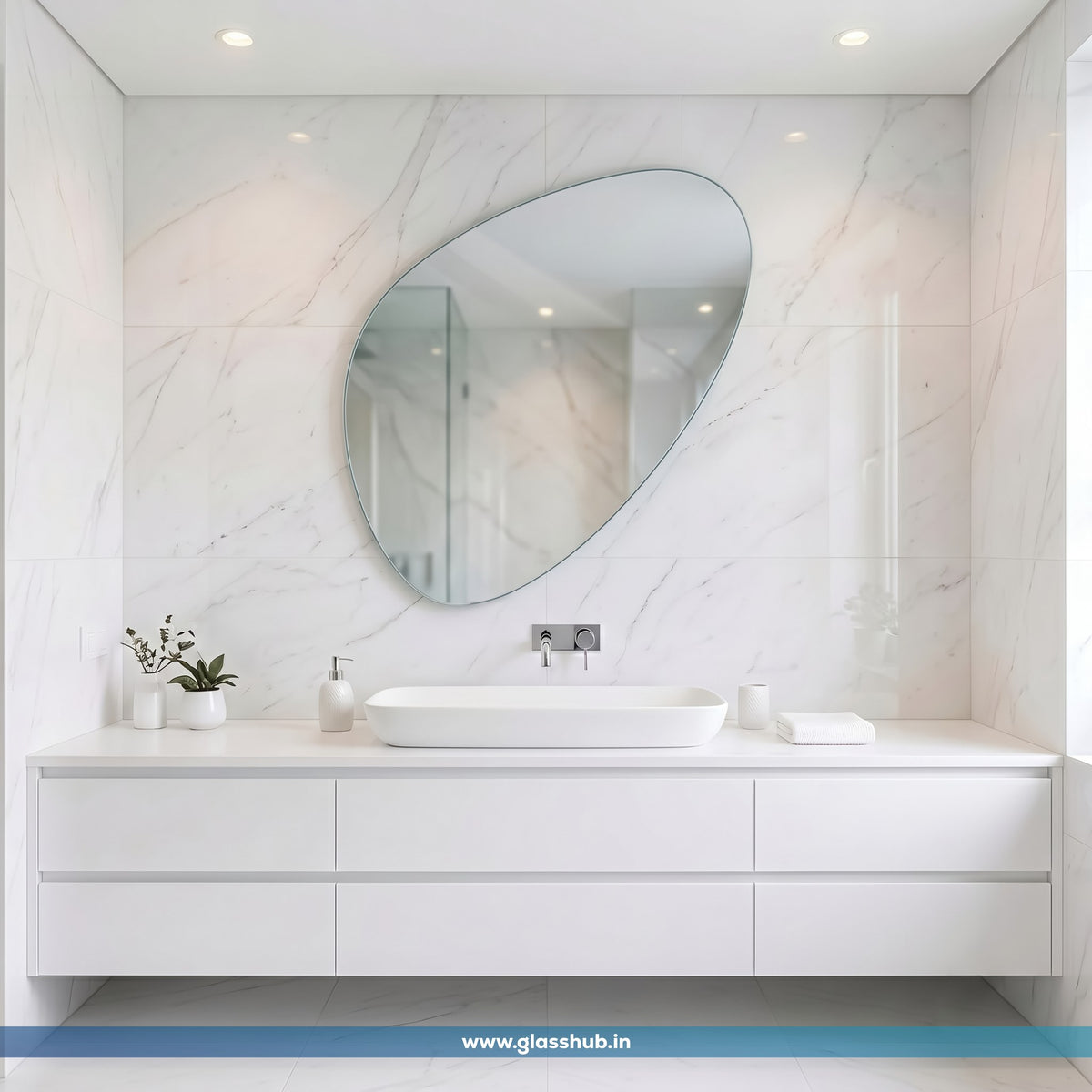 Frameless Pebble Shape Mirror – Natural, Artistic & Modern