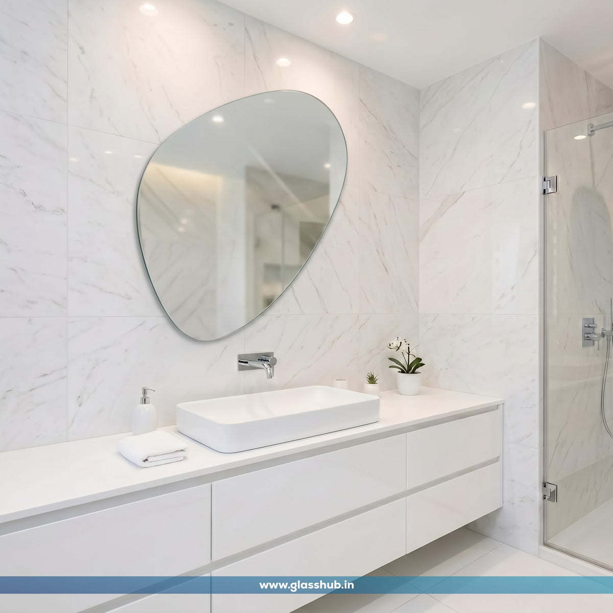 Frameless Pebble Shape Mirror – Natural, Artistic & Modern